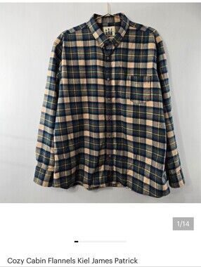 Cozy Cabin Flannels Kiel James Patrick Cotton Flannel Button Up Plaid Shirt XXL